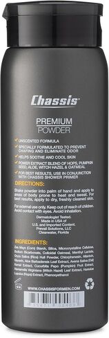 Chassis Unscented Powder for Men, Premium Natural Body Powder with Odor-Absorbing Formula, Non-Talcum Powder Free of Aluminum, Menthol, and Parabens, Anti-Chafing Powder to Reduce Sweat in Kuwait