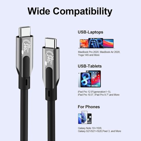 Thunderbolt 4 Cable, 3ft - 20Gbps Data Sync, 240W Fast Charging, Supports 4K@60Hz Thunderbolt Cable [Intel Certified] - Compatible with MacBook, iPhone 15 Series, iPad, and More (Black) in Saudi Arabia