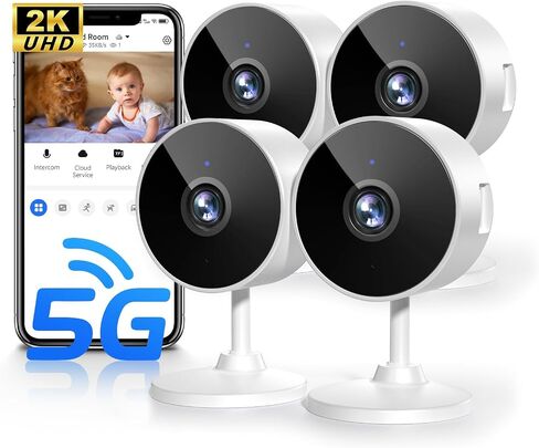 [5G & 2.4G WiFi] 2K Indoor Security Camera for Home Security, AI Voice Change for 2-Way Talk, Motion Detection, Night Vision, 24/7 SD Recording/Cloud Storage, WiFi Home Camera, Pet Camera with App in Saudi Arabia