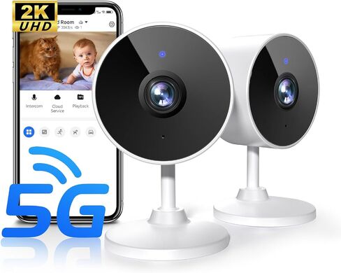 [5G & 2.4G WiFi] 2K Indoor Security Camera for Home Security, AI Voice Change for 2-Way Talk, Motion Detection, Night Vision, 24/7 SD Recording/Cloud Storage, WiFi Home Camera, Pet Camera with App in Saudi Arabia