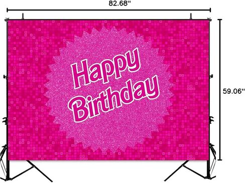 Sensfun Glitter Hot Pink Birthday Backdrop Princess Girl Birthday Party Decorations Shinning Square Squins Wall Photography Background for Girls Sweet 16 18th Women 20th 30th Birthday Banner 5x3ft in Saudi Arabia