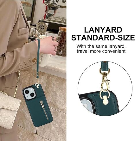 Case for iPhone 15 Wallet with Card Holder,RFID Blocking Protective Cover for Women,PU Leather Lanyard Strap Wristlet Zipper Pocket Kickstand Flip Case for iPhone 15-Voilet in Saudi Arabia