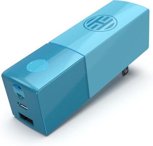Halo RapidPack 5000AC Wall Charger Power Bank | Portable Charger, Built in AC Plug, USB & USB-C Fast Charging for Multiple Devices, Compact Design, TSA Air Travel Approved — Aqua in Saudi Arabia