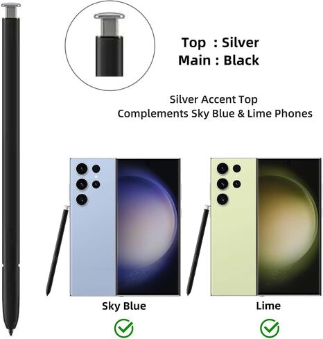 قلم S23 Ultra S [withbluetooth] [نصائح القلم 0.7 مم] [4096 مستشعر الضغط] متوافق مع Galaxy S23 Ultra 5G All Version ، S23 Ultra Stylus Pen Touch S Pen (Phantom Black) in Kuwait