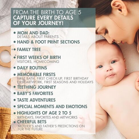 Premium Baby Memory Book Set for Girl or Boy First 5 Years, All-in-One Keepsake Box with Wax Seal Kit and Footprint Kit Included, Elegant Milestone Scrapbook Gift Set with Photo Album in Saudi Arabia
