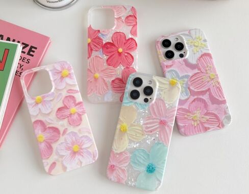 Jmltech for iPhone 16 Pro Max Case Floral Flowers Girly Pink Cute Women Shockproof Flower Oil Painting Aesthetic Flexible Silicone Phone Case for iPhone 16 Pro Max Rose Red in Saudi Arabia
