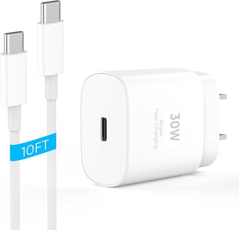 30W USB C FAST ARCHER COMPATION IPhone 16/16 Plus/16 Pro/16 Pro Max/iPhone 15/15 Pro Max/iPad Pro/AirPods ، PD USBC Fast Charging Clock Wall Slabe مع كابل من النوع C إلى C من النوع C إلى C ، 2 Pack in Kuwait