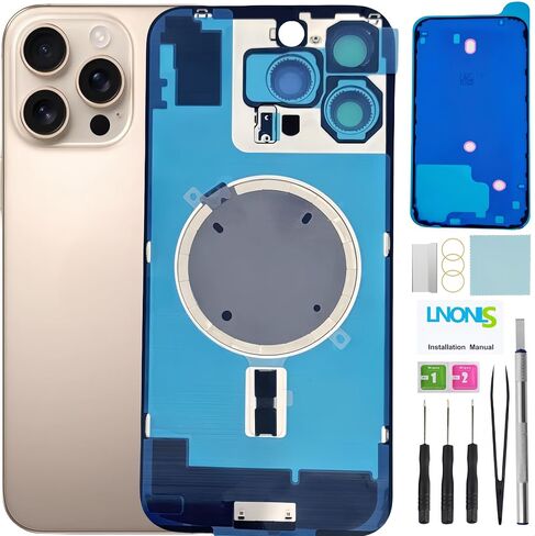 16 Pro Max Back Glass Replacement for iPhone 16 Pro Max Rear Back Cover Glass Waterproof and Camera Lens+Professional Repair Tool Kit (Black Titanium) in Kuwait