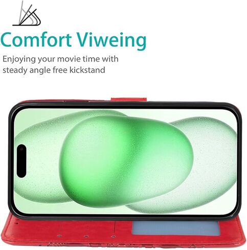 حالة iPhone 15 CASE 6.1 "، Apple 15 Wallet Case مع حامي شاشة الزجاج المقسى ، حامل بطاقة الائتمان من Mandala Leath in Kuwait