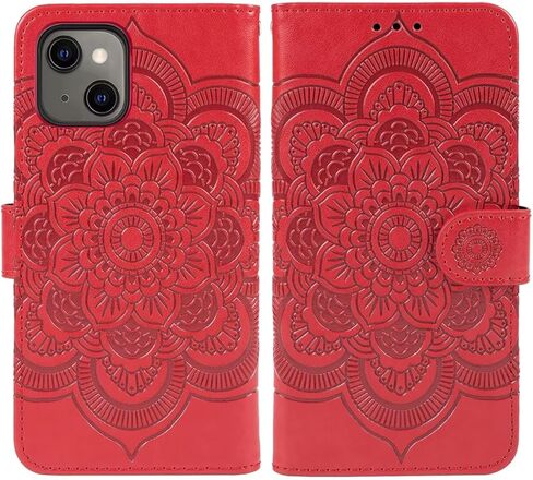 حالة iPhone 15 CASE 6.1 "، Apple 15 Wallet Case مع حامي شاشة الزجاج المقسى ، حامل بطاقة الائتمان من Mandala Leath in Kuwait