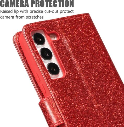 Qltypri Case لـ Samsung Galaxy S24 ، Bling Glitter Glitter Flip Folio Case Full -Body Cover Card Slots Acture Magnetic Kickstand Strap للنساء Girls S24 - Pink in Saudi Arabia