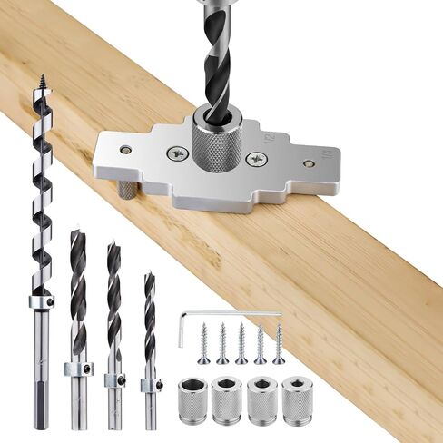 Drill Guide for 30 38 45 90 Degree Angled and Straight Holes, Added 38 Degree Portable Drill Guide for Deck Stair Handrail and Horizontal Cable Wood Post （Without Drill Bit） in Kuwait