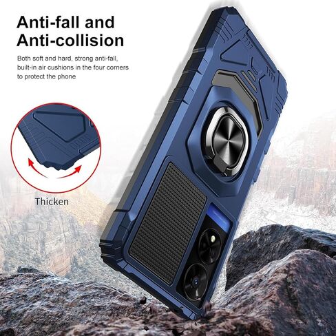 TJS Compatible for TCL 50 XE 5G (T614SP) Case, TCL 50 XE NXTPAPER 5G (T614WS) Case, with Tempered Glass Screen Protector, Metal Ring Magnetic Support Kickstand Phone Case for TCL 50XE (Red) in Saudi Arabia