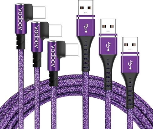 Vodbov USB إلى USB C 90 درجة كابل مضفر الزاوية اليمنى 4ft 6ft 10ft 10ft in Saudi Arabia