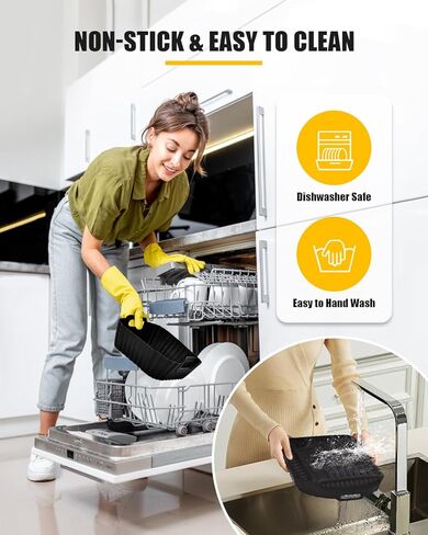 Air Fryer Silicone Liners for Ninja Crispi FN101GY,Non-Stick Ninja Glass Air Fryer Accessories,Big Liner for 4 QT Container & Small Liner for 6 Cups Container,Reusable Airfryer Replacement Insert,Gray in Kuwait