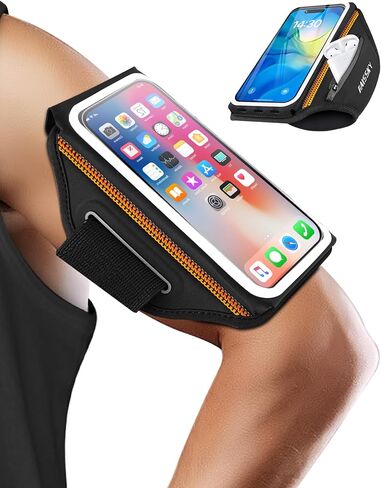 تشغيل شارة هاتفية مع حامل سماعة الأذن - تصميم هياتف محمولة ثلاثية الأبعاد لجهاز iPhone 16/15/13 Pro/Plus و S24/S20 ، حامل رياضي مقاوم للماء مع فتحة رئيسية - مثالية للهواتف 6.9 " in Kuwait