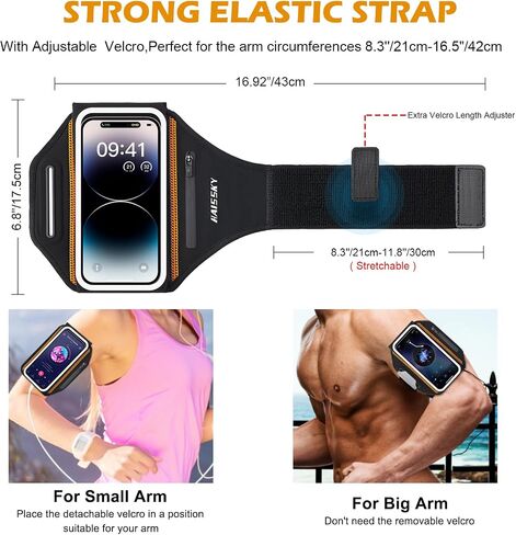 تشغيل شارة هاتفية مع حامل سماعة الأذن - تصميم هياتف محمولة ثلاثية الأبعاد لجهاز iPhone 16/15/13 Pro/Plus و S24/S20 ، حامل رياضي مقاوم للماء مع فتحة رئيسية - مثالية للهواتف 6.9 " in Kuwait