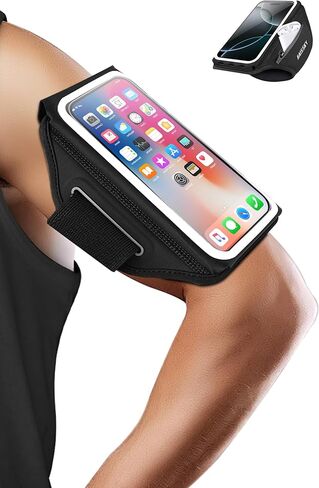 Running Phone Armband with Earphone Holder - 3D Design Cell Phones Armband for iPhone 16/15/13 Pro/Plus & S24/S20, Water Resistant Sports Holder with Key Slot - Ideal for 6.9" Phones in Kuwait