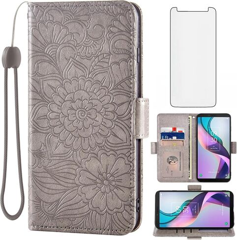 Asuwish Compatible with Metro TCL Ion X/Ion V/40Z Wallet Case and Tempered Glass Screen Protector Card Holder Stand Cell Accessories Leather Flip Phone Cover for IonX T430W IonV 2023 Women Men Blue in Saudi Arabia