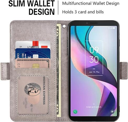 Asuwish Compatible with Metro TCL Ion X/Ion V/40Z Wallet Case and Tempered Glass Screen Protector Card Holder Stand Cell Accessories Leather Flip Phone Cover for IonX T430W IonV 2023 Women Men Blue in Saudi Arabia