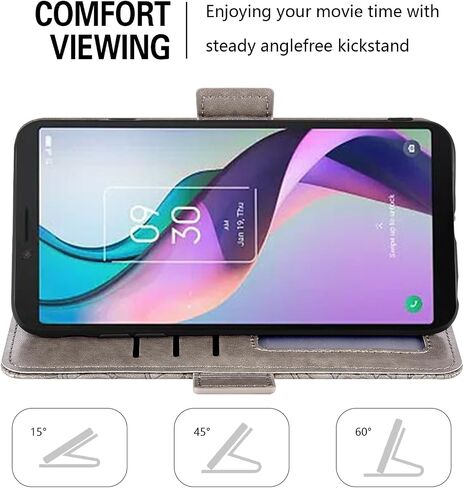 Asuwish Compatible with Metro TCL Ion X/Ion V/40Z Wallet Case and Tempered Glass Screen Protector Card Holder Stand Cell Accessories Leather Flip Phone Cover for IonX T430W IonV 2023 Women Men Blue in Saudi Arabia