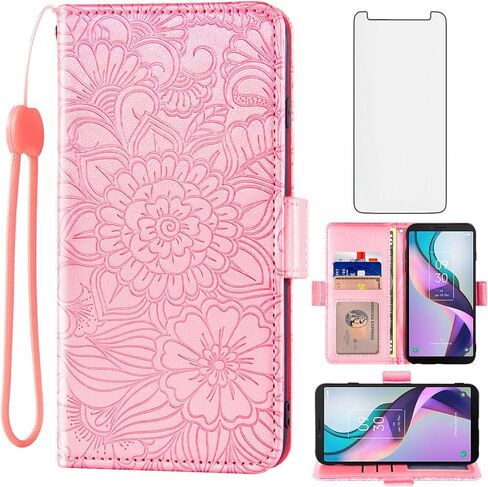 Asuwish Compatible with Metro TCL Ion X/Ion V/40Z Wallet Case and Tempered Glass Screen Protector Card Holder Stand Cell Accessories Leather Flip Phone Cover for IonX T430W IonV 2023 Women Men Blue in Saudi Arabia