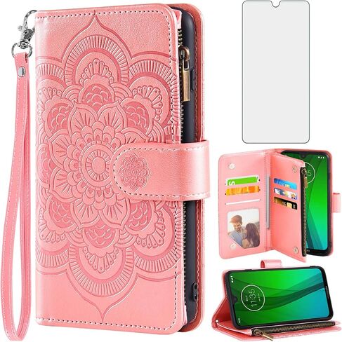 Asuwish Phone Case for Moto G7/G7+/Revvlry Plus Wallet Cover with Tempered Glass Screen Protector and Flip Card Holder Stand Cell Motorola G7Plus Moto7 XT1962-1 G 7 7G Tmobile Revvlry+6 Women Men Grey in Saudi Arabia