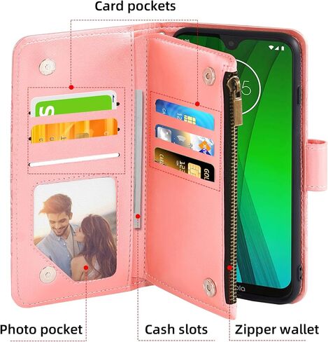 Asuwish Phone Case for Moto G7/G7+/Revvlry Plus Wallet Cover with Tempered Glass Screen Protector and Flip Card Holder Stand Cell Motorola G7Plus Moto7 XT1962-1 G 7 7G Tmobile Revvlry+6 Women Men Grey in Saudi Arabia