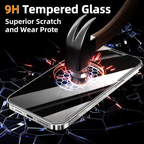 KAREEN 2 Pack 4 Way 360 Degree Privacy Screen Protector for iPhone 14, iPhone 13 Pro, iPhone 13 6.1 Inch, All Around Anti Spy Tempered Glass Film, Full Coverage, Anti Scratch, Bubble Free in Saudi Arabia
