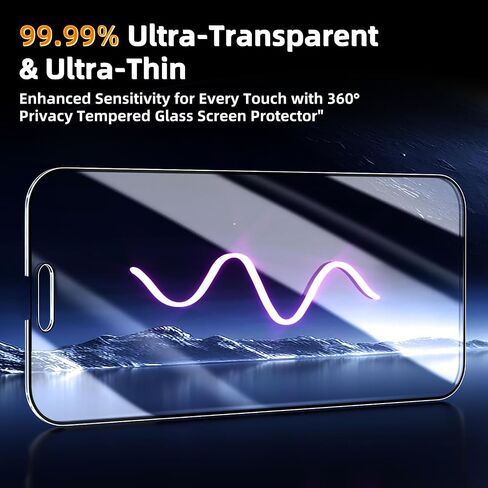 KAREEN 2 Pack 4 Way 360 Degree Privacy Screen Protector for iPhone 14, iPhone 13 Pro, iPhone 13 6.1 Inch, All Around Anti Spy Tempered Glass Film, Full Coverage, Anti Scratch, Bubble Free in Saudi Arabia