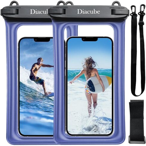 2-Pack Waterproof Phone Pouch, Universal IPX8 Floating Waterproof Case with Adjustable Lanyard for All Phones [Up to 8.3"] Beach, Waterpark & Travel Essentials - White in Kuwait