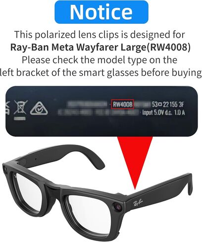 2Pcs Polarized Clip for Ray-Ban Meta Wayfarer RW4006 Smart Glasses(Size M 50-22), Discoloration Clips Compatible with Ray-Ban Meta Wayfarer Protect Your Eyes, Cool and Fashion (Black + Brown) in Kuwait