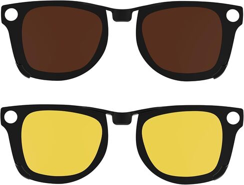 2Pcs Polarized Clip for Ray-Ban Meta Wayfarer RW4006 Smart Glasses(Size M 50-22), Discoloration Clips Compatible with Ray-Ban Meta Wayfarer Protect Your Eyes, Cool and Fashion (Black + Brown) in Kuwait
