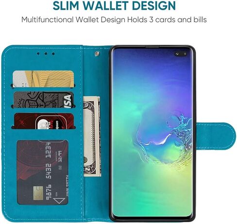علبة محفظة Galaxy S10 Plus ، Samsung S10+ SM-G975U مع واقي شاشة زجاجي مزدحمة ، حامل بطاقة الائتمان من جلود زهرة من أجل Samsung Galaxy S10+ Rose Gold in Kuwait
