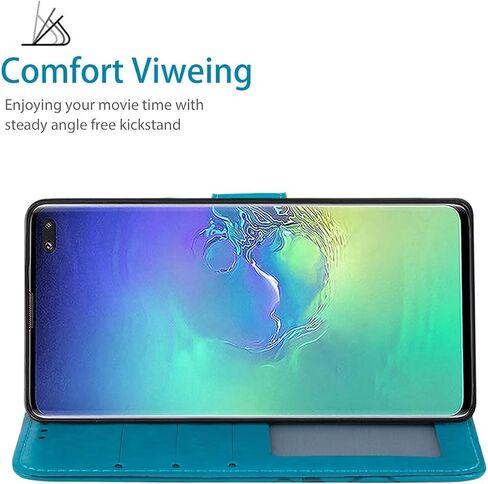 علبة محفظة Galaxy S10 Plus ، Samsung S10+ SM-G975U مع واقي شاشة زجاجي مزدحمة ، حامل بطاقة الائتمان من جلود زهرة من أجل Samsung Galaxy S10+ Rose Gold in Kuwait