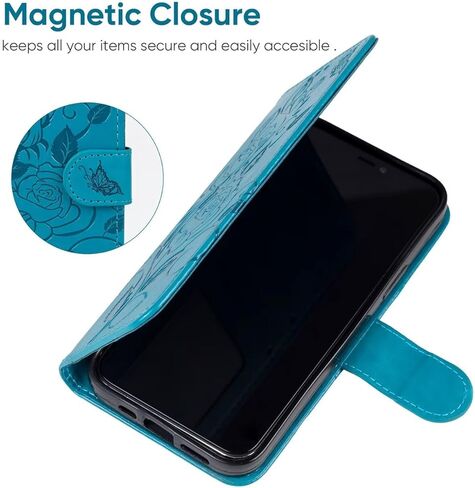 علبة محفظة Galaxy S10 Plus ، Samsung S10+ SM-G975U مع واقي شاشة زجاجي مزدحمة ، حامل بطاقة الائتمان من جلود زهرة من أجل Samsung Galaxy S10+ Rose Gold in Kuwait