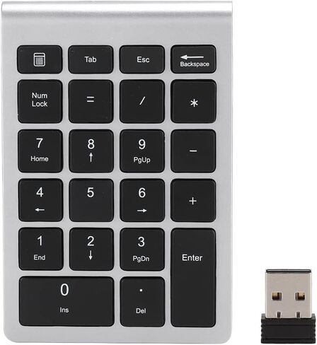 USB Keyboard, 22 Keys Numeric Keypad, Ergonomic Design, 80 Hours Use Time, Scissor Foot Key, for Compatible, Portable Office Keyboard (Silver Black in Kuwait