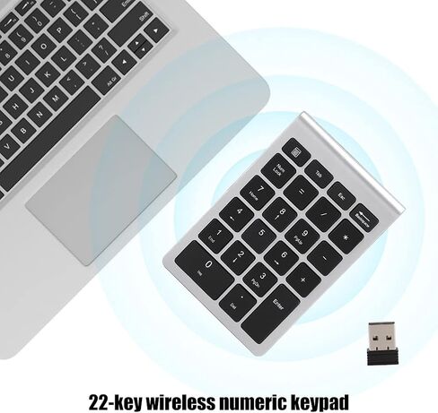 USB Keyboard, 22 Keys Numeric Keypad, Ergonomic Design, 80 Hours Use Time, Scissor Foot Key, for Compatible, Portable Office Keyboard (Silver Black in Kuwait