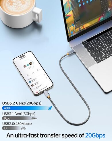 240W USB C إلى USB C Cable ، USB 3.2 Gen2 × 2 Type C Charging Cable ، 20 GBPS TRANCHNOW ، PD 3.1 48V Cable Fast Charge ، 4K@60Hz VIDEO TRANSMISSION COMPOR ، iPhone ، Monitor (3.3 ft) in Kuwait