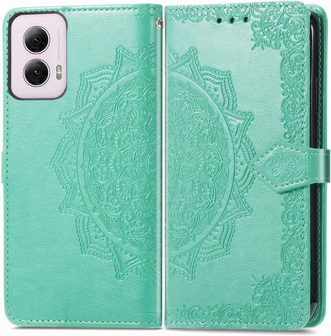 علبة محفظة مع Motorola Moto Edge 5G 2024 مع حامل البطاقة PU Leather Leather مع Kickstand Meature Archproof Protction Phone Case for Moto Edge 5G 2024. Mandala Black in Kuwait