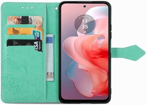 علبة محفظة مع Motorola Moto Edge 5G 2024 مع حامل البطاقة PU Leather Leather مع Kickstand Meature Archproof Protction Phone Case for Moto Edge 5G 2024. Mandala Black in Kuwait