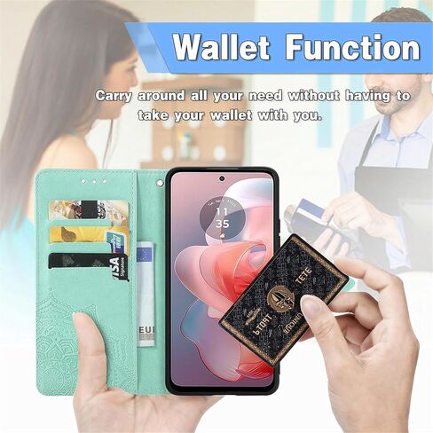 علبة محفظة مع Motorola Moto Edge 5G 2024 مع حامل البطاقة PU Leather Leather مع Kickstand Meature Archproof Protction Phone Case for Moto Edge 5G 2024. Mandala Black in Kuwait