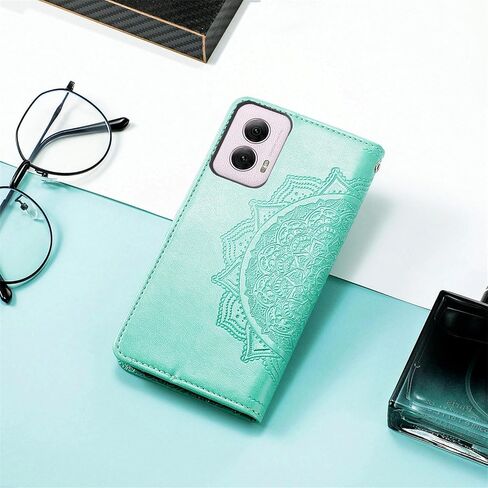 علبة محفظة مع Motorola Moto Edge 5G 2024 مع حامل البطاقة PU Leather Leather مع Kickstand Meature Archproof Protction Phone Case for Moto Edge 5G 2024. Mandala Black in Kuwait
