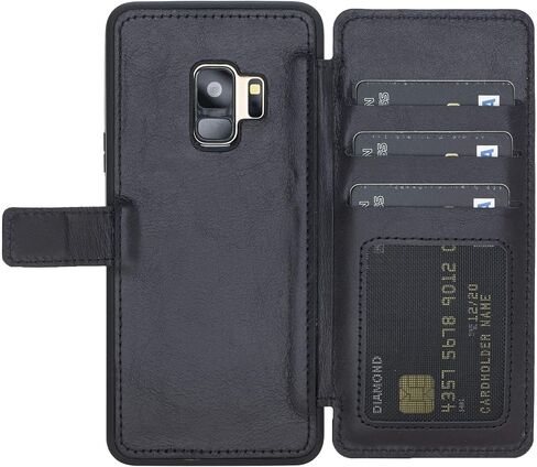 علبة هاتف فيرونا فيرونا الجلدية متوافقة مع Samsung Galaxy S9 (5.8 بوصة) - حظر RFID SNAP -ON Cover Back Cover Slim Wallet (Furry Leopard) in Saudi Arabia