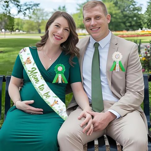 Pink Jungle Theme Baby Shower Decorations, Safari Jungle Animals Mom to Be Sash Dad to Be Corsage Pins, Wild Animal Gender Reveal Party Maternity Sets Pregnant Keepsake Prop Supplies in Kuwait