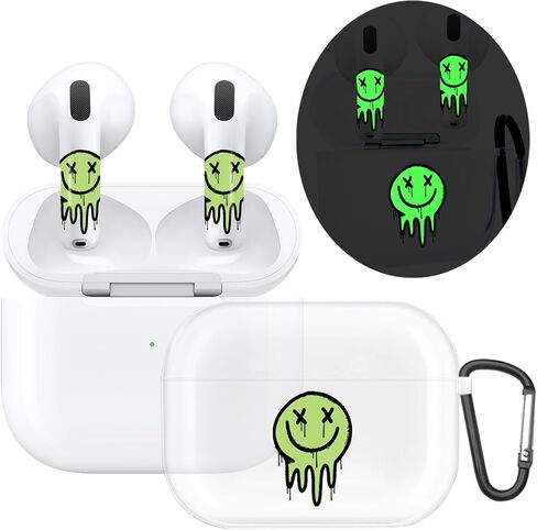 RockMax Glow-in-The-Dark AirPods 4 Case 2024, Spooky Air Pod 4 Case Skin Set, Unique Light-Up Funda para AirPods 4, Cool AirPod Cover with Keychain, Effortless MagSafe in Saudi Arabia