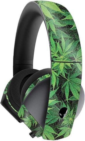 MightySkins Glossy Glitter Skin for Alienware 7.1 Gaming Headset - Marijuana | Protective, Durable High-Gloss Glitter Finish | Easy to Apply, Remove, and Change Styles | Made in The USA in Kuwait
