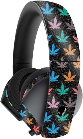 MightySkins Glossy Glitter Skin for Alienware 7.1 Gaming Headset - Marijuana | Protective, Durable High-Gloss Glitter Finish | Easy to Apply, Remove, and Change Styles | Made in The USA in Kuwait