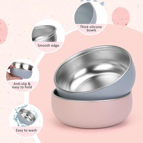 ShineMe Stainless Steel Bowls for Kids, 4 pack Toddler Bowls with Removable Colorful Silicone Sleeve, Unbreakable Baby Bowls for Soup, Cereal, Yogurt, Snacks... in Saudi Arabia