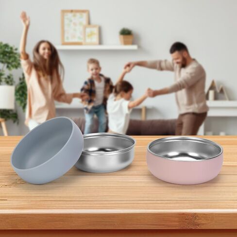 ShineMe Stainless Steel Bowls for Kids, 4 pack Toddler Bowls with Removable Colorful Silicone Sleeve, Unbreakable Baby Bowls for Soup, Cereal, Yogurt, Snacks... in Saudi Arabia